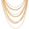 Gold Waterfall Multi-Strand Statement Necklace Pendant, Long Metal Ball Chains,