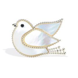Elegant Brass Micro Pave Rhinestone Crystal Dove Bird of Peace Pigeon Bird Brooch Lapel Pins Breastpin Broach Custom Jewelry (White Shell Dove)
