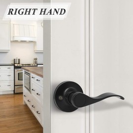 Probrico 1 Pair Black Wave Style Dummy Door Lever for Interior Door,Left Hand and Right Handed, Non-Functioning