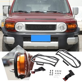 Car headlight guard, car turn signal guard, alloy turn signal headlight lampshade protector Compatible with Toyot@ Toyota Cruiser FJ 2007-2021 (Front fog lamp protection cover)