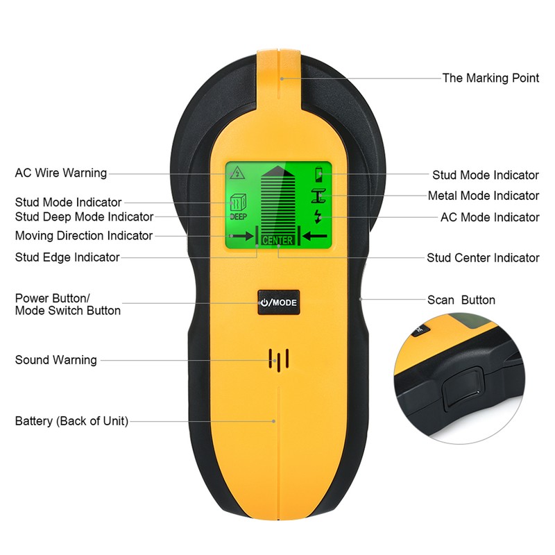 Stud Finder Sensitive Auto Calibration LED Display Screen 4 in