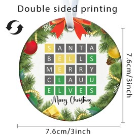 Wordle Ornament, Wordle Game Puzzle Ornament, Merry Words Puzzle Gift, for Office, Car, Home Decorations, Christmas Tree Hanging Ornement