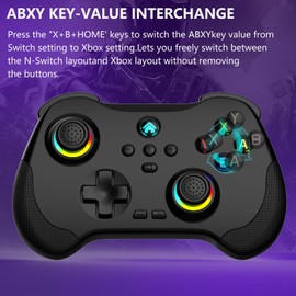 Joso Phone Controller for Steam Switch/PS/PC/Android/iOS, with Hall linear trgger, Hall left & right rocker, Pocket Size, RGB Light/Turbo, Bluetooth Wireless Controller Gamepad Black