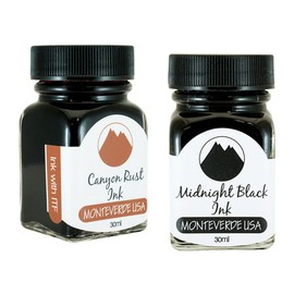 Monteverde 60ml Core Fountain Pen Ink Bottle (30ml Canyon Rust Ink Bottle G309CP, 30ml Midnight Black Ink Bottle G309MB)