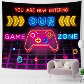 DESIHOM Gaming Tapestry Living Room Cool Video Game Tapestry Teen Boys Tapestry Neon Gamer Tapestry Kids Tapestry Dorm Decor Polyester 59x51 Inch