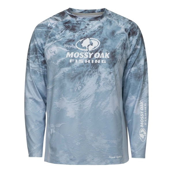 Mossy Oak Men's Standard Fishing Shirts Long Sleeve with 40+ UPF Sun Protection, Arctic, X-Large