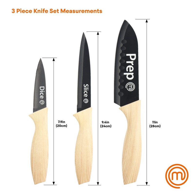 MasterChef Knife Set of 3 Kitchen Knives for Cooking (Chef,
