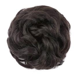 S-noilite 1Pc Messy Bun Hair Piece Wavy Messy Hair Bun Extensions Scrunchies Thick Updo Synthetic Hair Scrunchy Easy Chignon Ponytail Hairpiece for Women Girls Dark Brown