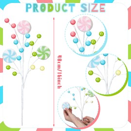 Janinka 12 Pcs 16 Inch Pastel Christmas Decorations Christmas Tree Picks Macaron Xmas Candy and Lollipop Picks Colorful Ornaments for Xmas Tree Topper Vase Filler Home Decor New Year Gifts