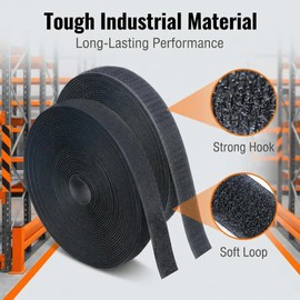 Sew on Hook and Loop Tape 10Ft 3/4inch Non-Adhesive Fabric Fastener Strips Roll,Nylon Sewing Tape for Clothing Curtains Bags Shoes Sport Gears Home Decor DIY Crafts,Washable (Black, 3/4in x 30ft)