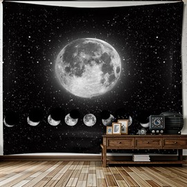 Tapestry Moon Phases, Black and White Sun Moon Tapestry Wall Hanging, Moon Wall Decoration, Gothic Trippy Tapestry Tapestries, Wall Towel Wall Hanging Boho Wall Decoration, for Bedroom, Living Room