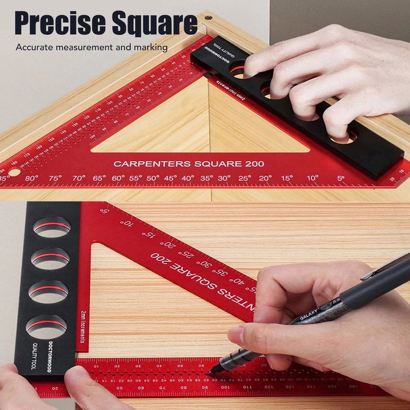 Carpenter Square Precise Aluminum Alloy Multifunctional Woodworking Scribe Ruler Square