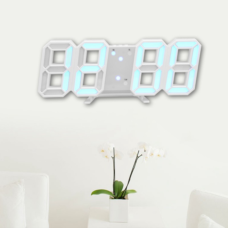 Digital Wall Clock Modern Design Temperature Display Alarm Function Sound