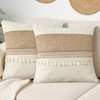QoBexim Boho Patchwork Linen Pillow Covers with Tassles 18x18 Set