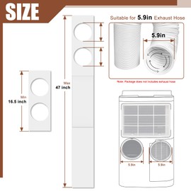BJADE'S Dual Hose Portable Air Conditioner Window Seal Kit for Portable AC Exhaust Hose 5.9 Inch Diameter with Insulating Sealing Tape,Adjustable Portable AC Window Vent Kit Length from 17" to 47"
