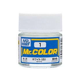 GSI Creos Mr. Color, White, Glossy, 0.3 fl oz (10 ml), Model Paint, C1