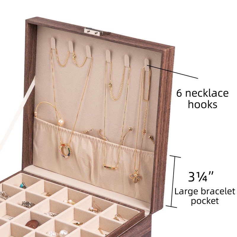 Frebeauty Earring Organizer Classic Jewelry Box 50 Slots Double Layer