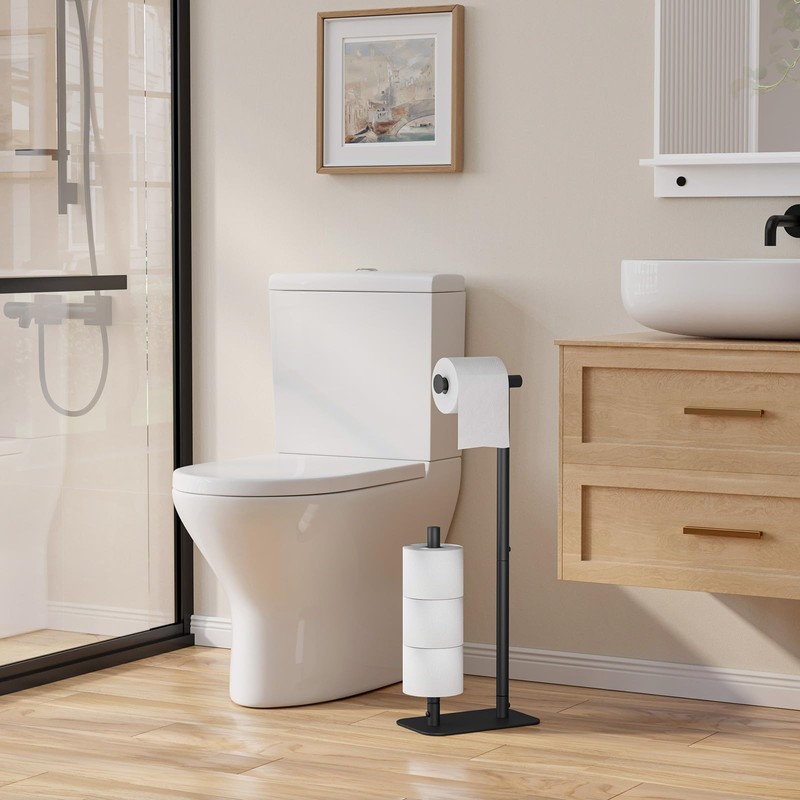 Kitsure Toilet Paper Holder Free Standing - Large Capacity Toilet