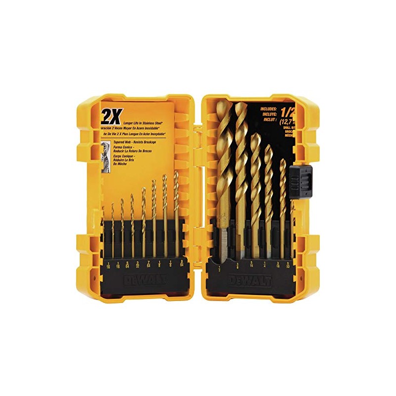 DEWALT DW1341 14-Piece Titanium Nitride Speed Tip Drill Bit Set