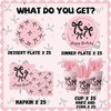 Pink Bow Happy Birthday Party Supplies Coquette Cute Bachelorette Tableware