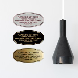 Signs ByLITA Victorian Please Do Not Flush Etiquette Sign (Brushed Gold) - Medium