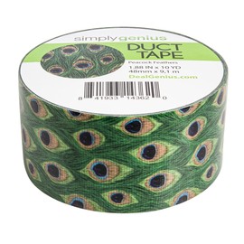 Simply Genius (Single Roll) Patterned Duct Tape Roll Craft Supplies for Kids Adults Colored Duct Tape Colors, Peacock Feathers