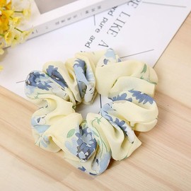 Satin Scrunchies for Women - No Crease Hair Ties for Women| Scrunchies For All Hair Types and Textures, Perfect for Day or Night pack of 2 (Yellow & Blue)