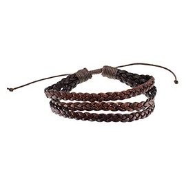 West Coast Paracord Leather Bracelets – Genuine Leather in a Variety of Styles – Adjustable – Ideal for Layering Fashion Pieces (4mm Woven Bracelet, Light Brown)