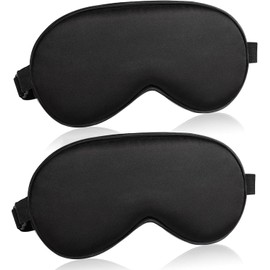 Eye Mask for Sleeping, Adjustable Strap Silk Sleep Blindfold, Eyeshades for Women and Men (Black, One size)