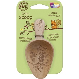 Talisman Designs Laser Etched Beechwood Mini Woodland Design | Measuring Cute &, Functional Kitchen Tool | Small Wooden Scoop, Spoon | Use for Coffee, Sugar & Grains