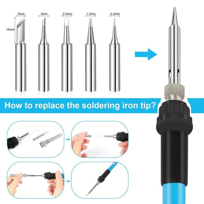 60W Soldering Iron Kit, Adjustable Temperature Welding Tool with LCD
