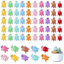 vcsjw Mini Schildkröten Harz 50 Stück Leuchtende Schildkröte Deko Mini Figuren Kleine Figuren Small Turtles für Topfdekoration Garten Aquarium Landschaft - 10 Farben