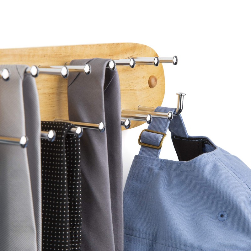 Richards Homewares Tie Rack Wall Mounted - Wood Belt Scarf