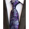 Men's Classic Violet Dark Purple Silk Ties Floral Jacquard Woven