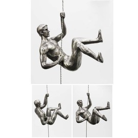 Esculturas de pared de resina sin encuadernar para hombre escalador, esculturas creativas hechas a mano para decoración artística de bar/hogar/oficina (postura derecha)
