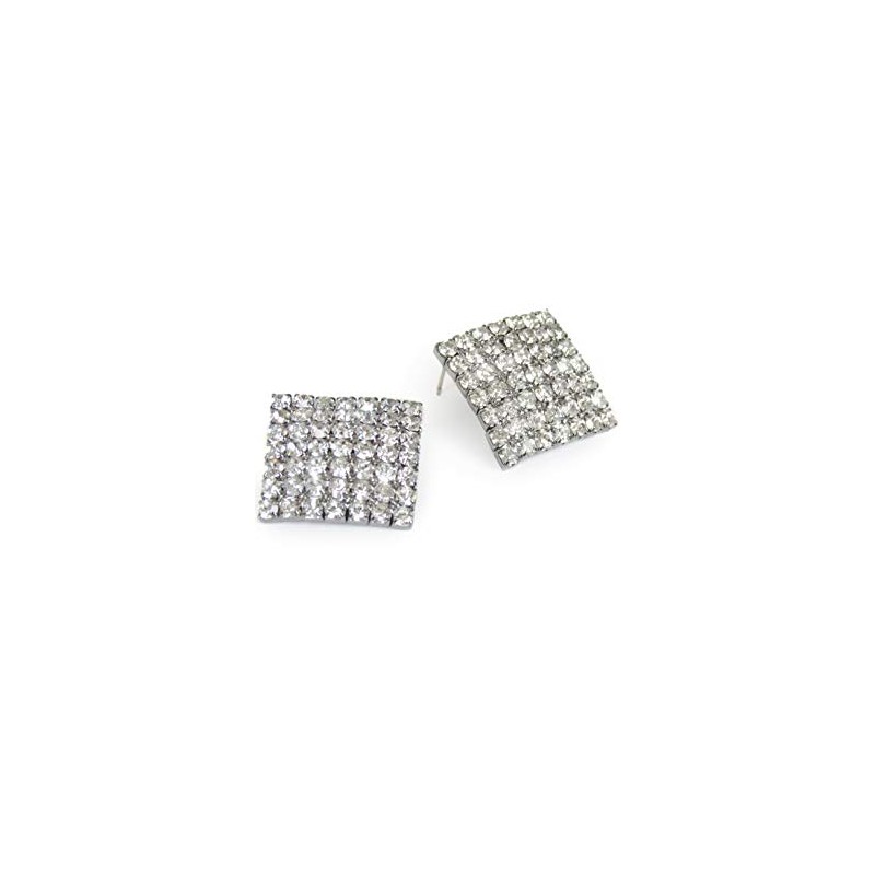 Large Square Diamante Earrings Sparkly Crystal Rhinestone Earrings For Her