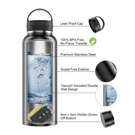 Diversion Stainless Steel Water Bottle with Hidden Space for Discreet Bait, for Travel or Home, Unscrewable Bottom to Store Your Valuables, Insulated, Leak-Proof, 1.18 L