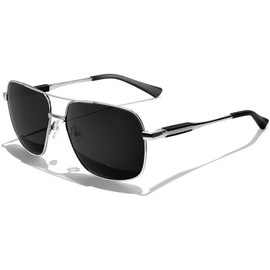 KANASTAL Sunglasses, Men's, Women's, Polarized UV400 Protection, Classic, For Fishing, Driving, Climbing, Driving, (A3) Frame: Silver + Lens: Black