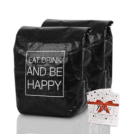 Farest 16oz Reusable Lunch Bag,Insulated Lunch Box for Women&Men,Paper Bag Large Sandwich Tote for Office Work Picnic Travel Snacks,2 Pack Black