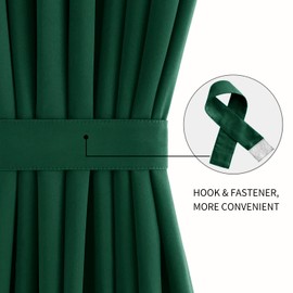 DWCN French Door Curtains – Rod Pocket Thermal Blackout Curtain for Doors with Glass Window, Kitchen and Patio Doors for Privacy, 54 X 72 Inches Long, 1 Curtain Panel with Tieback,Hunter Green
