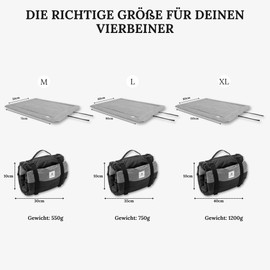 Wanderpfote Dog Blanket for Travel, 75 x 50 cm, Washable, Orthopaedic, Waterproof, High-Quality Design, Outdoor Dog Mat, Car (Grey, Size M)
