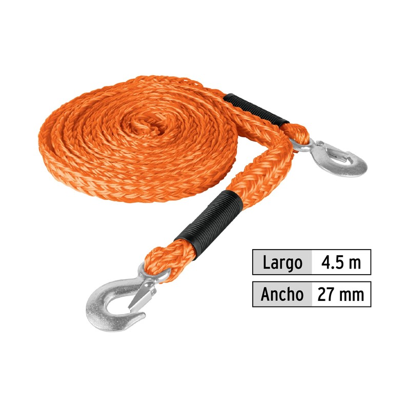 Truper CREM-7/8X45, Cuerda para remolque con ganchos, 7/8" x 4.5m