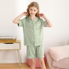 Miyanuby Girls Boys Pyjamas Set Button-up Silk Satin Pajamas Sleepwear