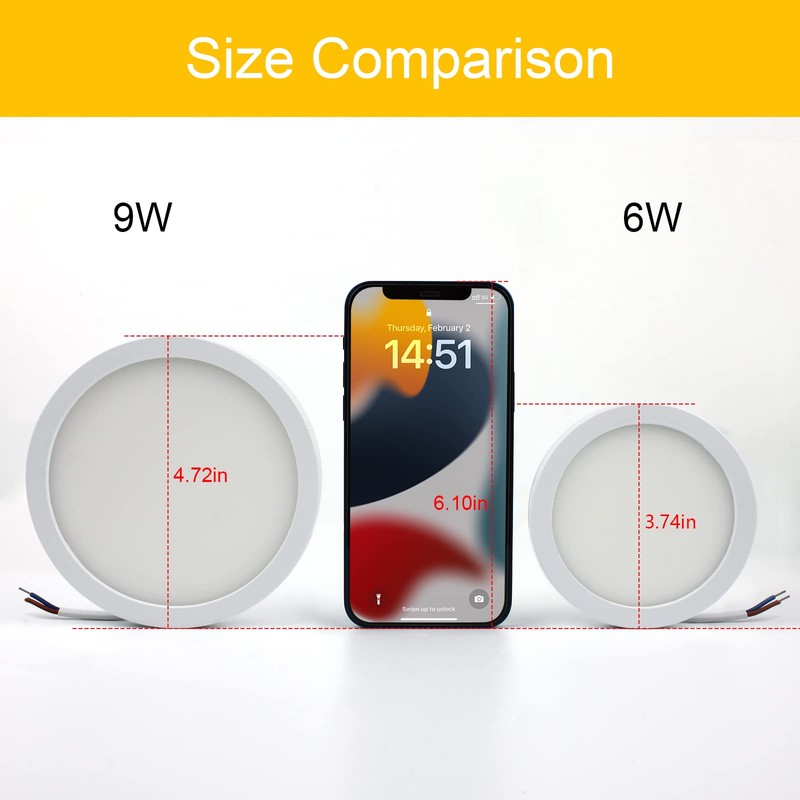 Taoellen 9W Ultra-Thin LED Ceiling Light, 3000K Warm White, φ120mm