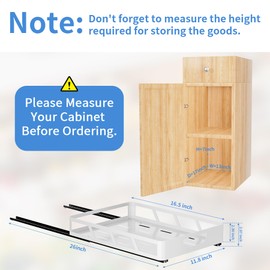 Pull Out Cabinet Organizer 16" Deep, Heavy Duty Slide Out Drawers, Adhesive or Drill Roll Out Shelf with Handle, Damping Rail for Kitchen, Bathroom, Pantry, Cupboard(11.73"W X 16.46"D X 3.15"H, White)