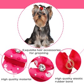 PET SHOW 20pcs Small Dog Hair Bows with Rubber Bands Puppies Doggies Cats Topknot Bowknot Matching Hair Grooming Accessories for Boy Girl Pomeranian Yorkie Poodle Maltese Shih Tzu Groomer