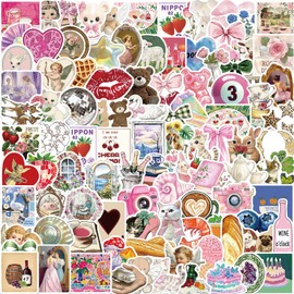 100PCS Aesthetic Stickers, Y2K Coquette Stickers Vinyl Waterproof Decal for Water Bottle Guitar Phone Laptop Skateboard Party Supplies