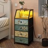 Tohomeor Nightstand with Fabric Drawers Charging Station and LED 2