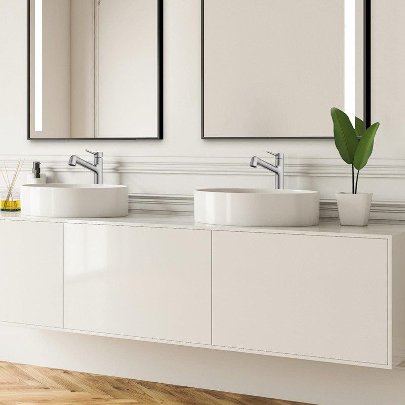 Vessel Sink Faucet with Pull Out Sprayer, Hurran Tall Bathroom
