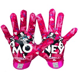 Battle Sports MM 1.0 Pink Wide Receiver Football Gloves, Ultra Stick Adult & Youth Gloves - Adult Medium, Pink